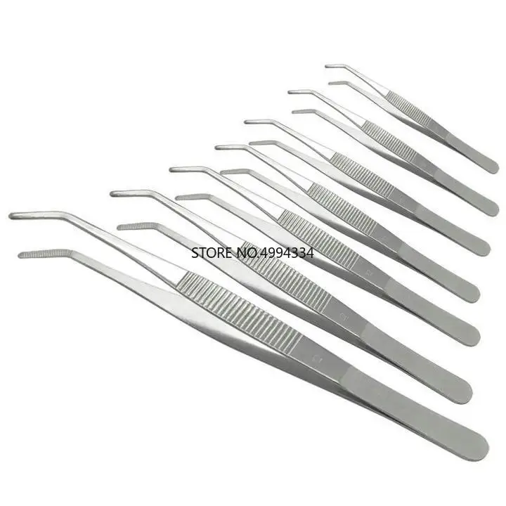10 шт./лот упрочненная нержавеющая сталь 16 см медицинские изогнутые пинцеты со