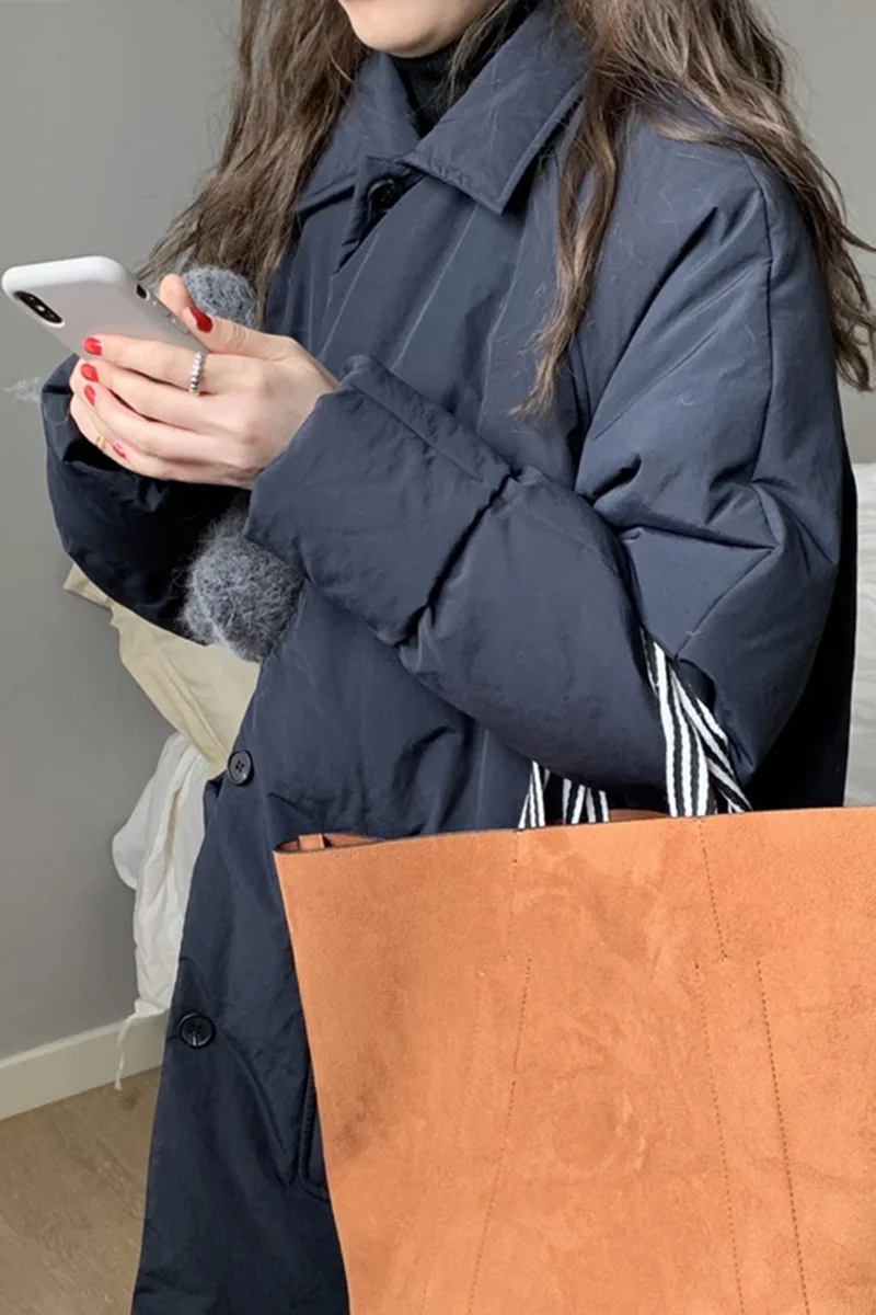 Пальто с хлопковой подкладкой женская зимняя новая куртка средней длины