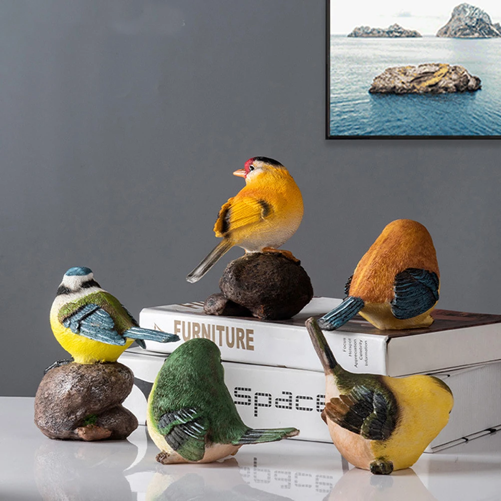 

3PCS Bird Figurines Simulation Birds Ornament Garden Animal Decoration Resin Natural Feeling For Lawn Garden Courtyard