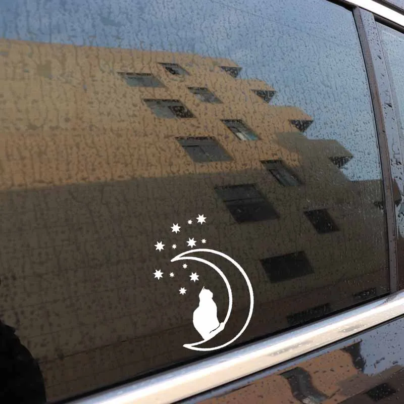 

Car Stickers Cat Moon and Stars PVC Car Stickers Animal Decals Pet Decoration 15CM* 10.1cm