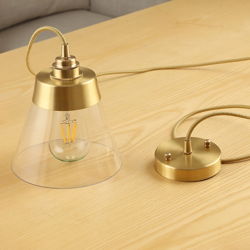 Стеклянный подвесной светильник в скандинавском стиле современный медный