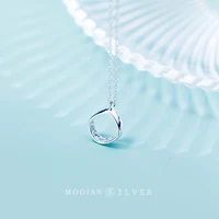 modian trendy silver 925 design geometric clear zircon necklace for women real 100 925 sterling silver wedding female jewelry