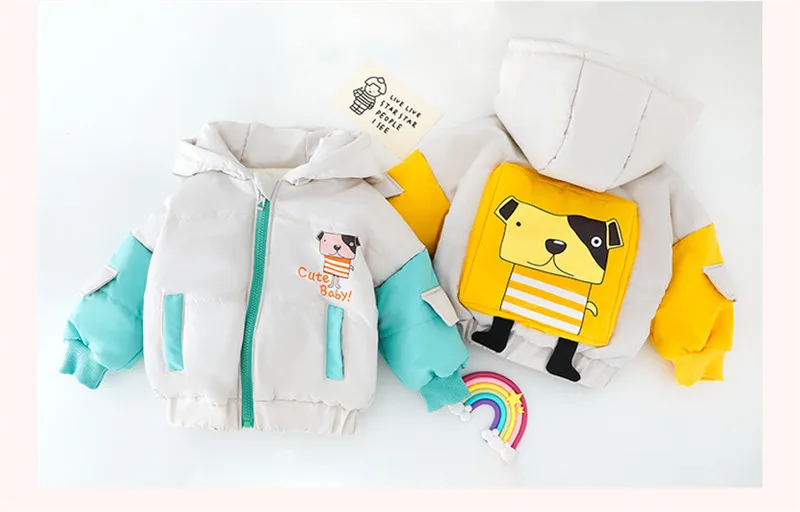 

Cartoon Rabbit Dog Children Winter Jacket Cute Warn Hooded Coat For Boys Girls Windbreak Thick Cotton-Padded Clothes