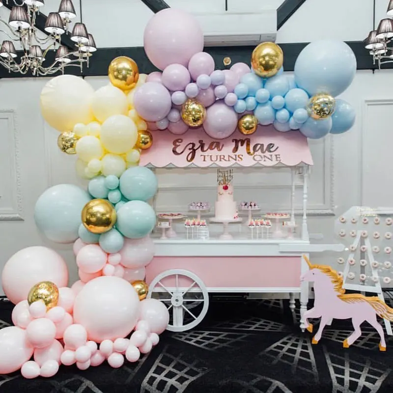 

183pcs/set Macaron Balloon Arch Garland Kit Double-Stuffed Pink Blue Purple Yellow Gold Confetti Balloon for Party Wedding Event