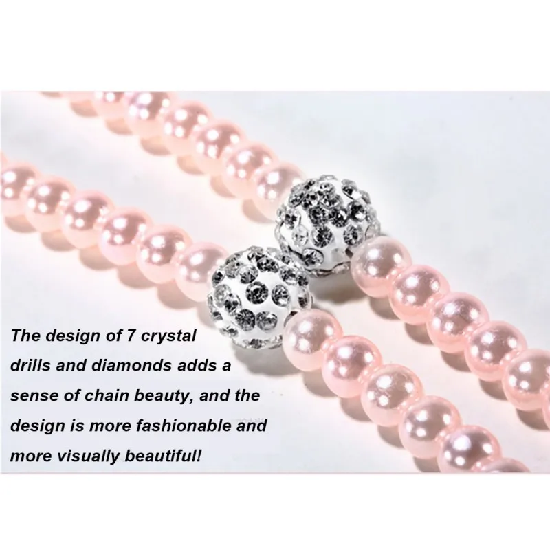 Подарок для девочек на день рождения жемчужное ожерелье наушники в ухо розовое