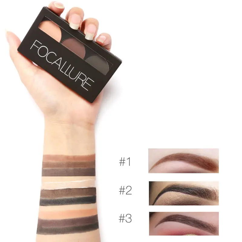 3 Color Waterproof Eye Shadow Eyebrow Powder Make Up Palette Women Beauty Cosmetic Brow Makeup Kit Set by Focallure | Красота и