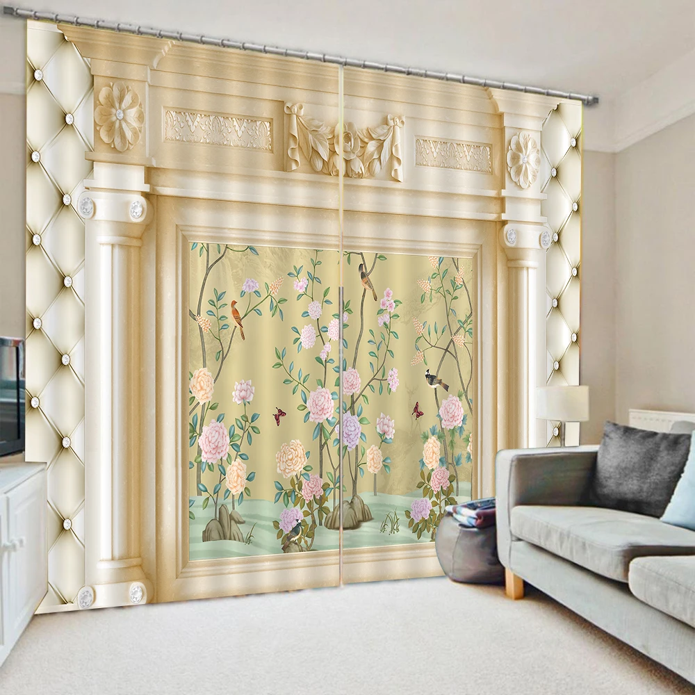 

Photo Blackout Window Drapes Luxury 3D Curtains For Living room relief curtains