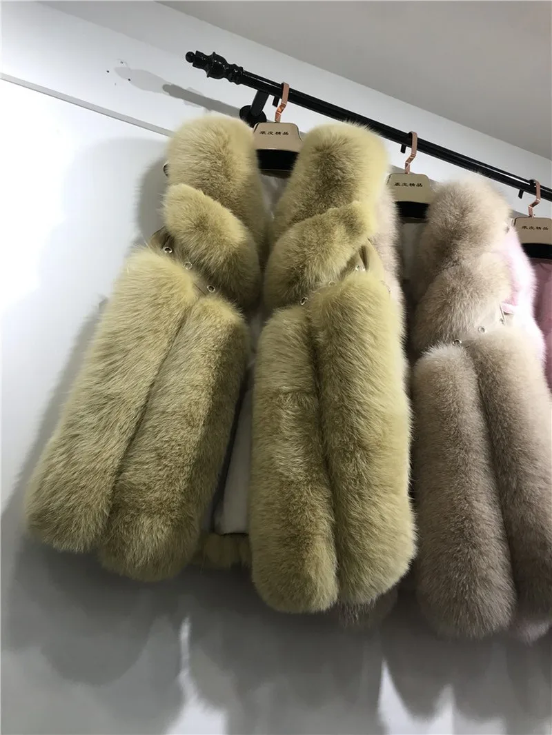 FXFURS жилет из натурального Лисьего меха Длинный жилет из натурального Лисьего меха Зимний жилет с заклепками из натуральной кожи европейские женские куртки