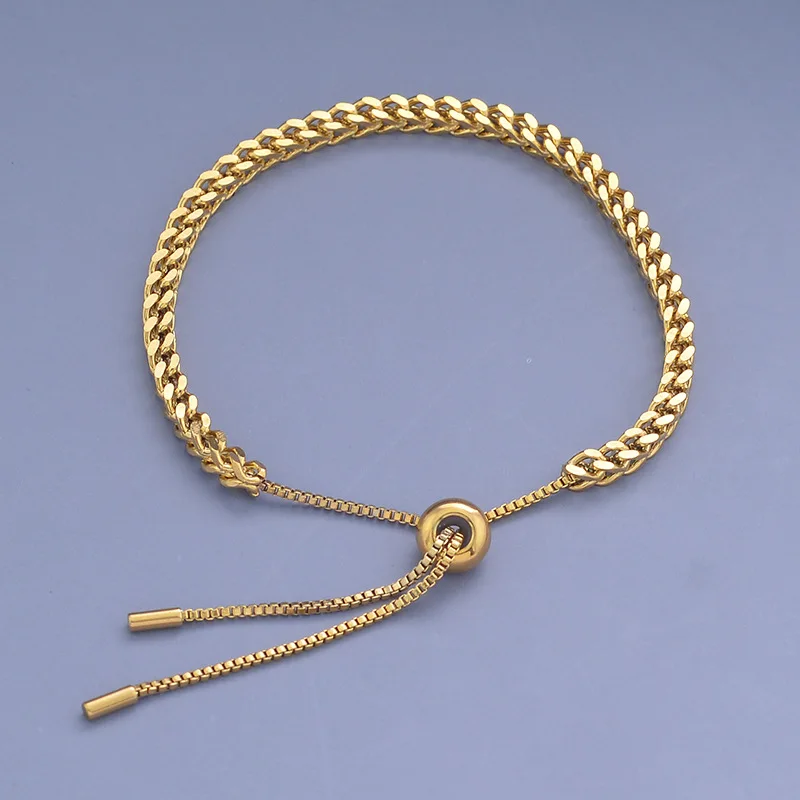 

Fashion Golden Silver Jewelry Charm Lady Lady Chain Bracelet Square Chain Pull Bead Bracelet colar da amizade
