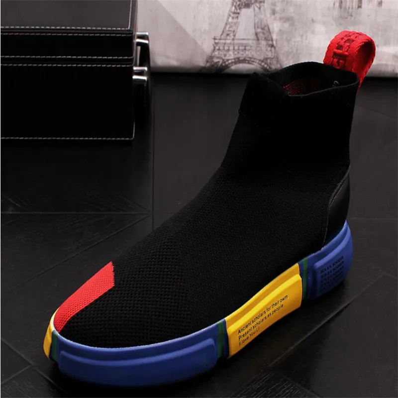 

2021 Designer Socks Shoes Fashion Men Sneakers Speed Trainer Black Yellow Glitter Mens Trainers Casual Shoe Runner Heavy Sole