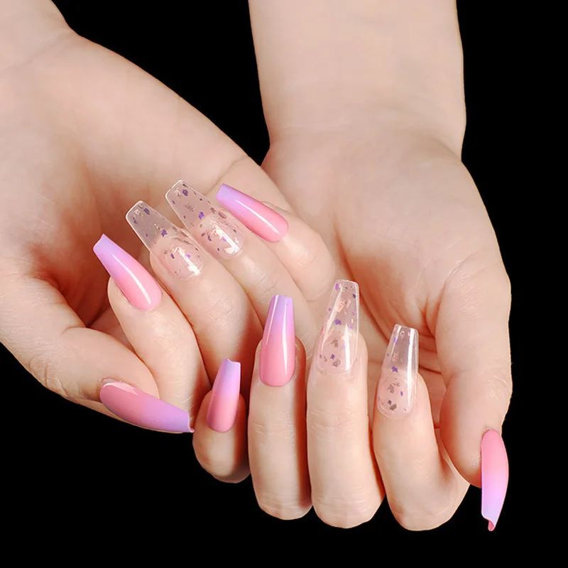 24 шт./компл. женские носимые гелевые цветные накладные ногти нажимайте на клей 2 г