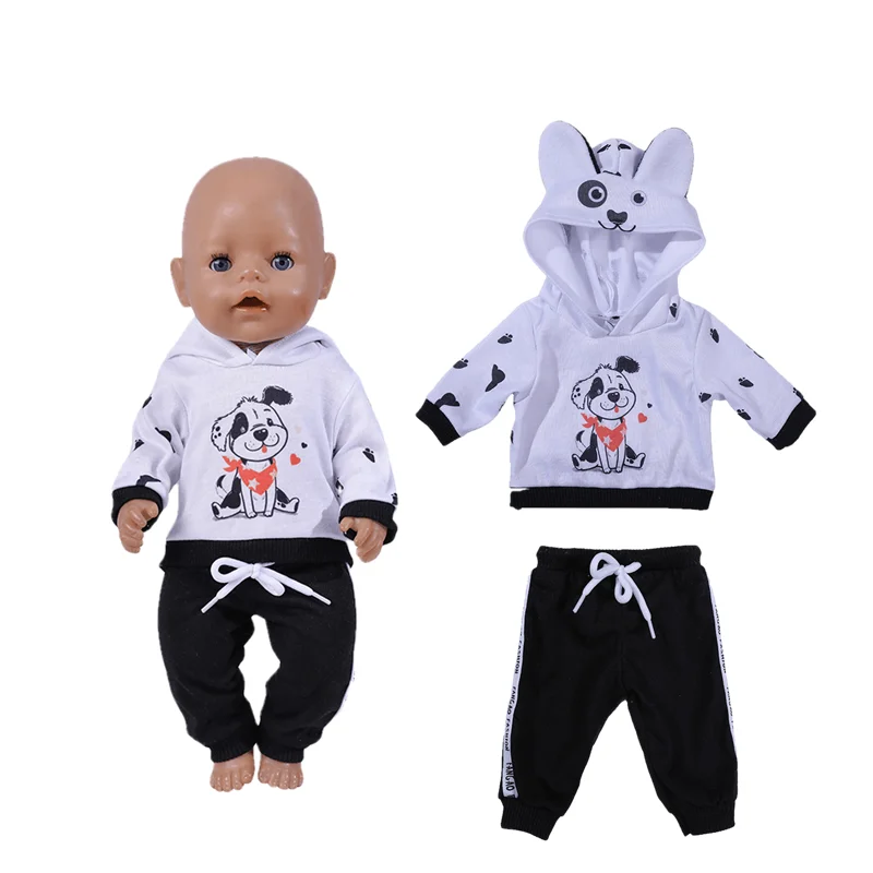 

2021 New Born New Baby Fit 18 inch 43cm Doll Clothes Accessories Bunny Panda One-piece Clothees Suit For Baby Birthday Gift