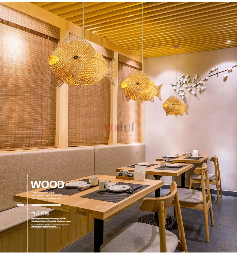 Бамбук плетеная мебель из ротанга рыбы подвесной светильник арт деко Стиль