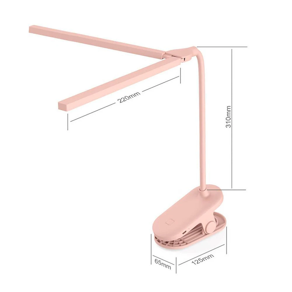 

Expanded Double-headed Book Light 24 LED Reading Light With Clip Eye Protection USB Charging LED Table Lamp For Home Dorm