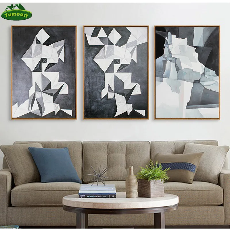 Абстрактные Геометрические черно-белые картины на холсте уникальные подарки