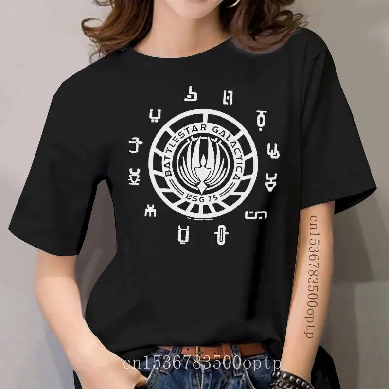 

Colonies Distressed Print -- Battlestar Galactica Crop Sleeve Fitted Juniors T-Shirt