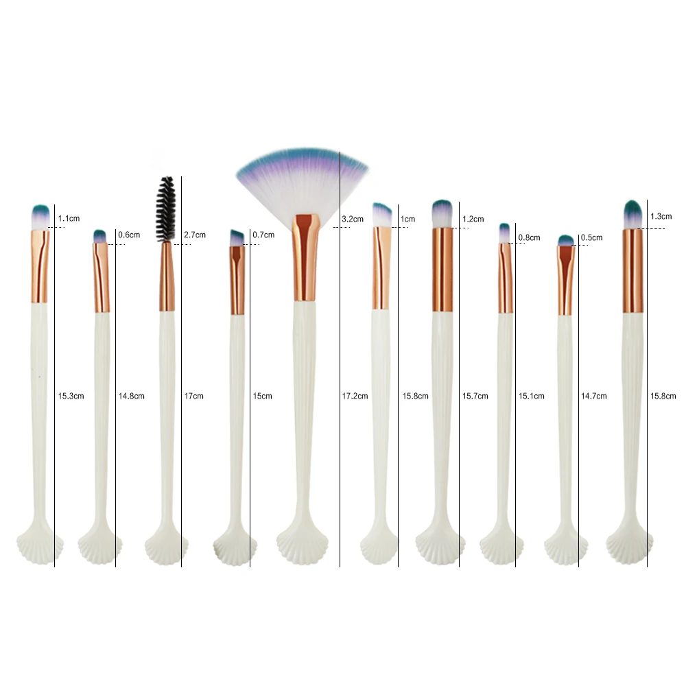 В виде ракушки для 6/7/10 шт. кисти макияжа Набор теней глаз тени бровей ресницы