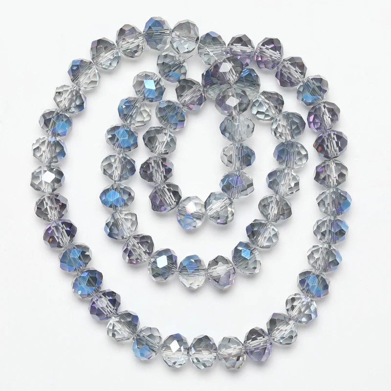 

1 Strand New Blue Shadow Half Coating Faceted Glass Roundell Beads Crystal Beads for Jewelry Making Diy Beads for Bracelet