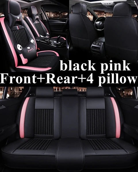 black pink cartoon Чехол на сиденье автомобиля для Toyota corolla rav4 Auris chr yaris Camry avensis Honda Fit Civic Accord Suzuki Swift sx4 Fiat Punto BRAVO - Название цвета: black pink cartoon
