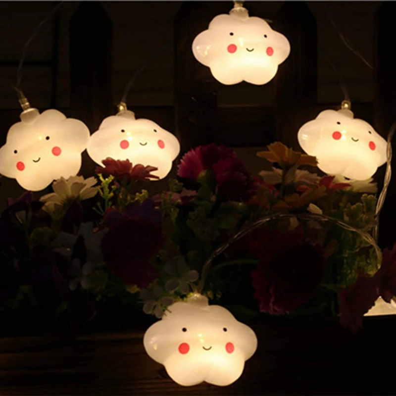LED Warm White Cute Cloud Small Night Light String Lights Halloween Christmas Room Corridor Decor Holiday Battery Powered Gift | Лампы и