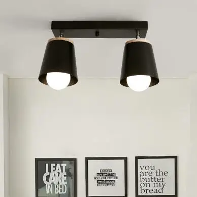 3 lights black Скандинавские поворотные деревянные потолочные светильники регулируемый металлический абажур люстры для Kicthen коридора Крытый блеск светильники - Цвет корпуса: 3 lights black