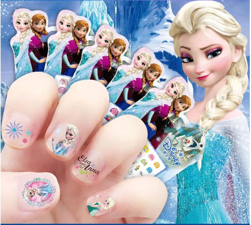 Frozen elsa and Anna Makeup Toys Nail Stickers Disney snow White Princess Sophia Mickey Minnie kids earrings sticker toys