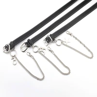 women hip hop rock gothic punk waist chain belt fashion metal heart buckle pin strap casual leather waistband for jeans trousers