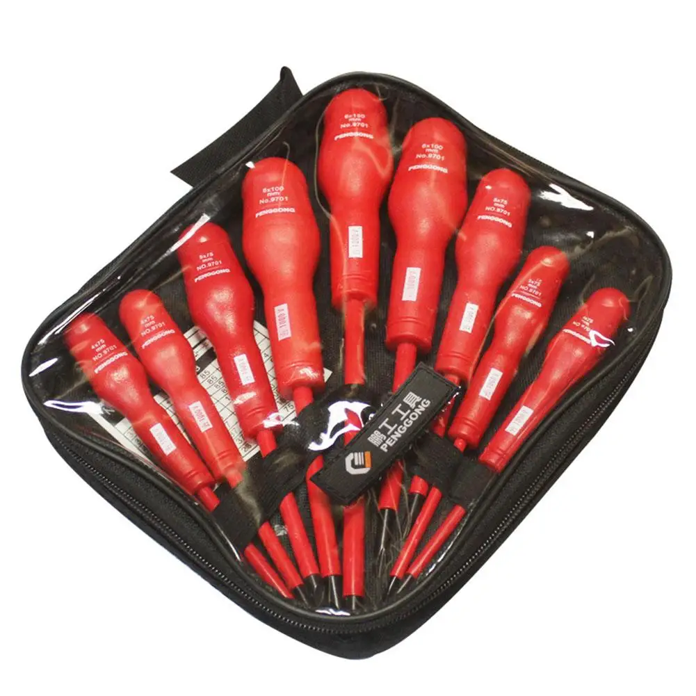 

9 Pcs/set High Voltage 1000V Slotted Phillips Insulated Magnetic Screwdriver Set Electrician Dedicated Hand Tools