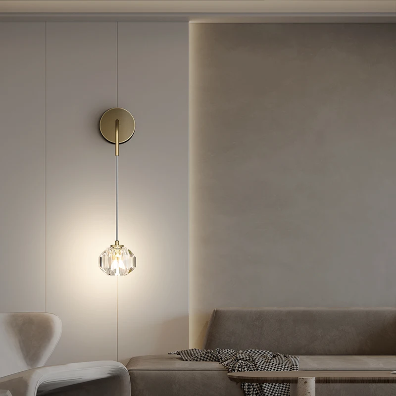 Nordic личность Медь с украшением в виде кристаллов Настенные светильники золото