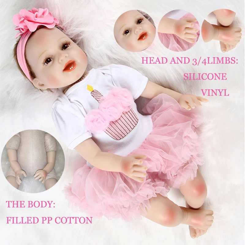 

ZIYIUI 55 Cm Lifelike Reborn Doll Silicone Vinyl High Quality Mohair And Acrylic Eyes Cute Girl Doll Reborn New Year Gifts