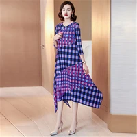miyake pleated dress 2021 womens autumn new fashion and comfortable retro printed pleated dress loose plus size women clothing