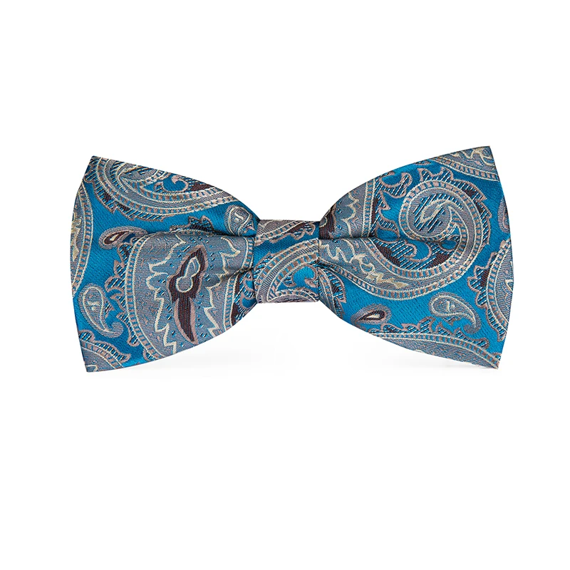 

YF-2019 Hi-Tie 100% Silk Men's Cummerbunds Set Bowtie Pocket Square Cufflinks Set Fashion Blue Paisley Wedding Party Wide Belt