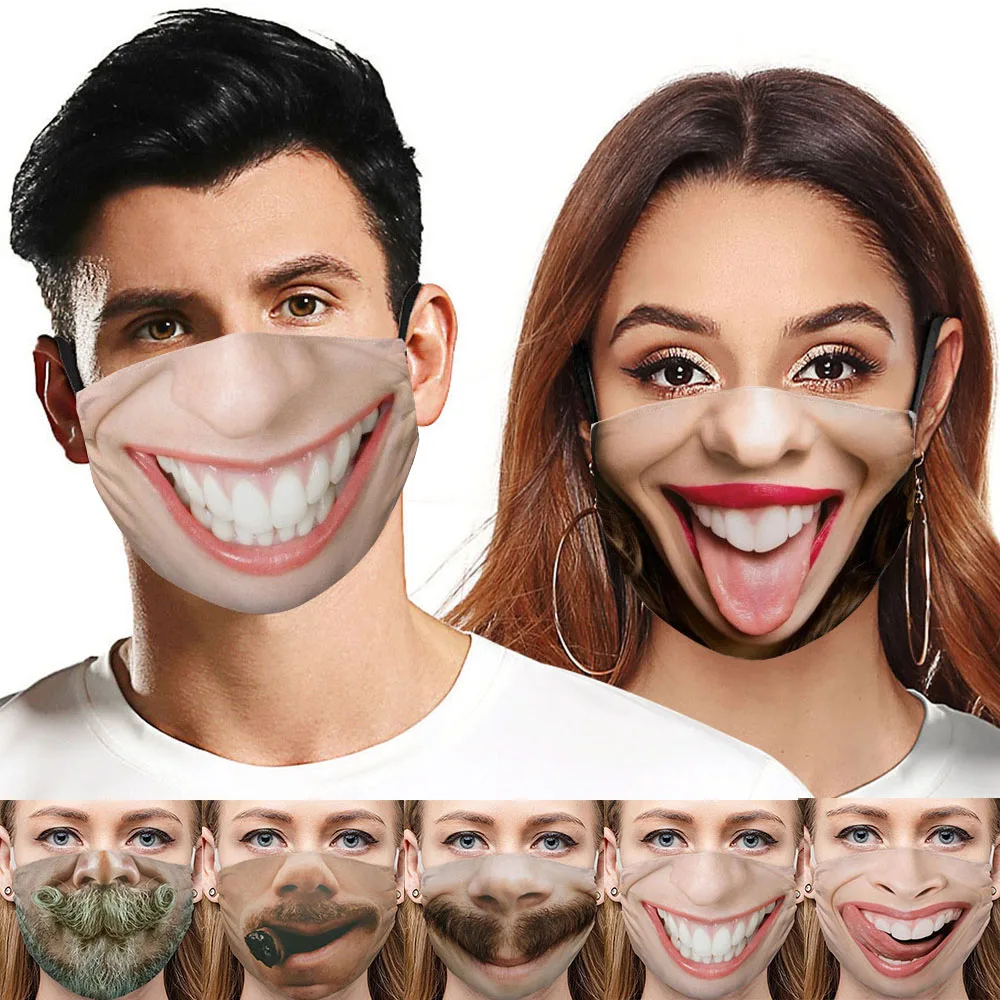 

Halloween Funny Big Beard Mouth Cosplay Masks Women Men Unisex Face Mascarillas Decoration Dustproof Reusable Cotton Adult Mask