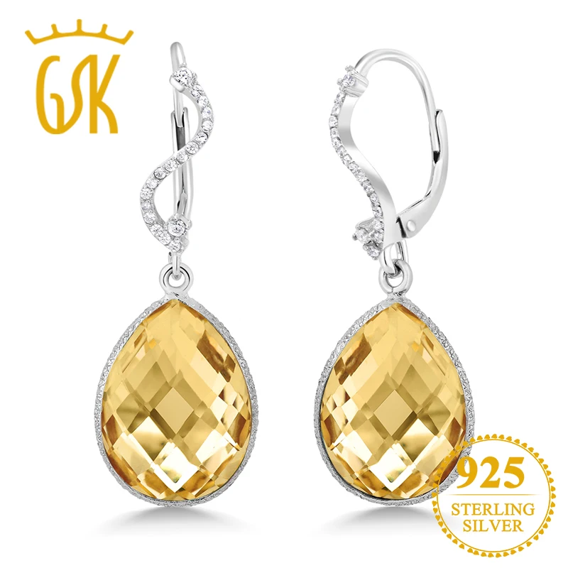 GemStoneKing Груша Форма 14 00 карат натуральный цитрин кварц драгоценный камень 925 пробы
