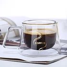 Новая кофейная чашка с двойной изоляцией, креативная кружка, креативные подарки, используется в качестве держателя для ложки, прозрачное стекло