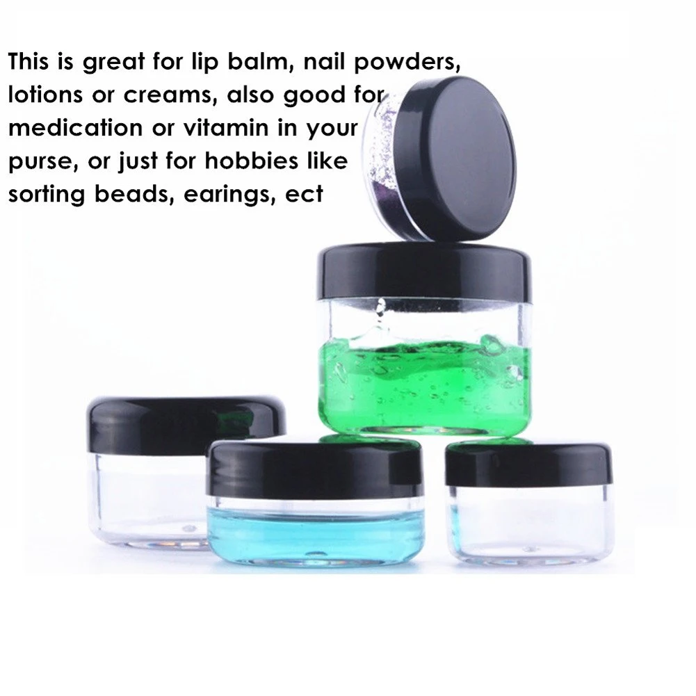 

50Pcs Cosmetic Empty Container Plastic Makeup Sample Pot Jar Round Creamwith Screw Cap Lid For Eye Shadow Nails Powder, Paint 5g