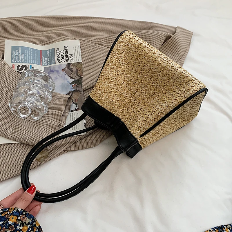 

Mini Weave Handmade Rattan Straw Underarm Bag for Women 2021 Summer Fashion Luxury Brand Trendy Shoulder Handbags Picnic Purses