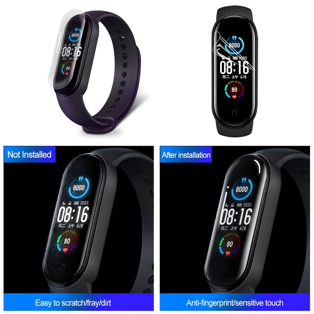 

5pcs 3D Protective Glass for Xiaomi mi band 5 glass film for Mi band5 Smart Watchband 5 Soft Screen Protector Film For mi band 5