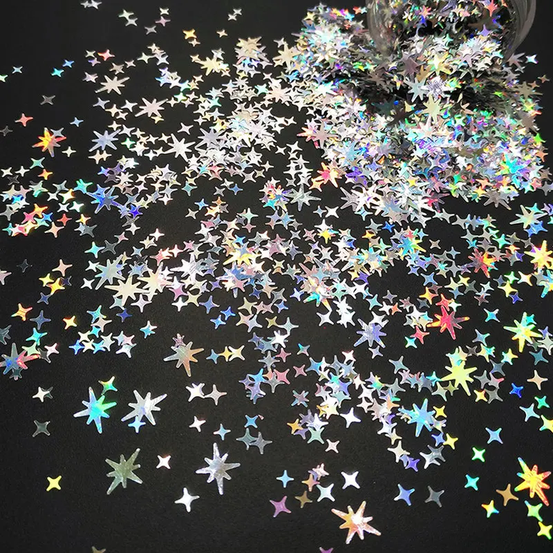 Ассорти лазерным вырезами Серебристые блестящие хлопья гвоздь искусственные