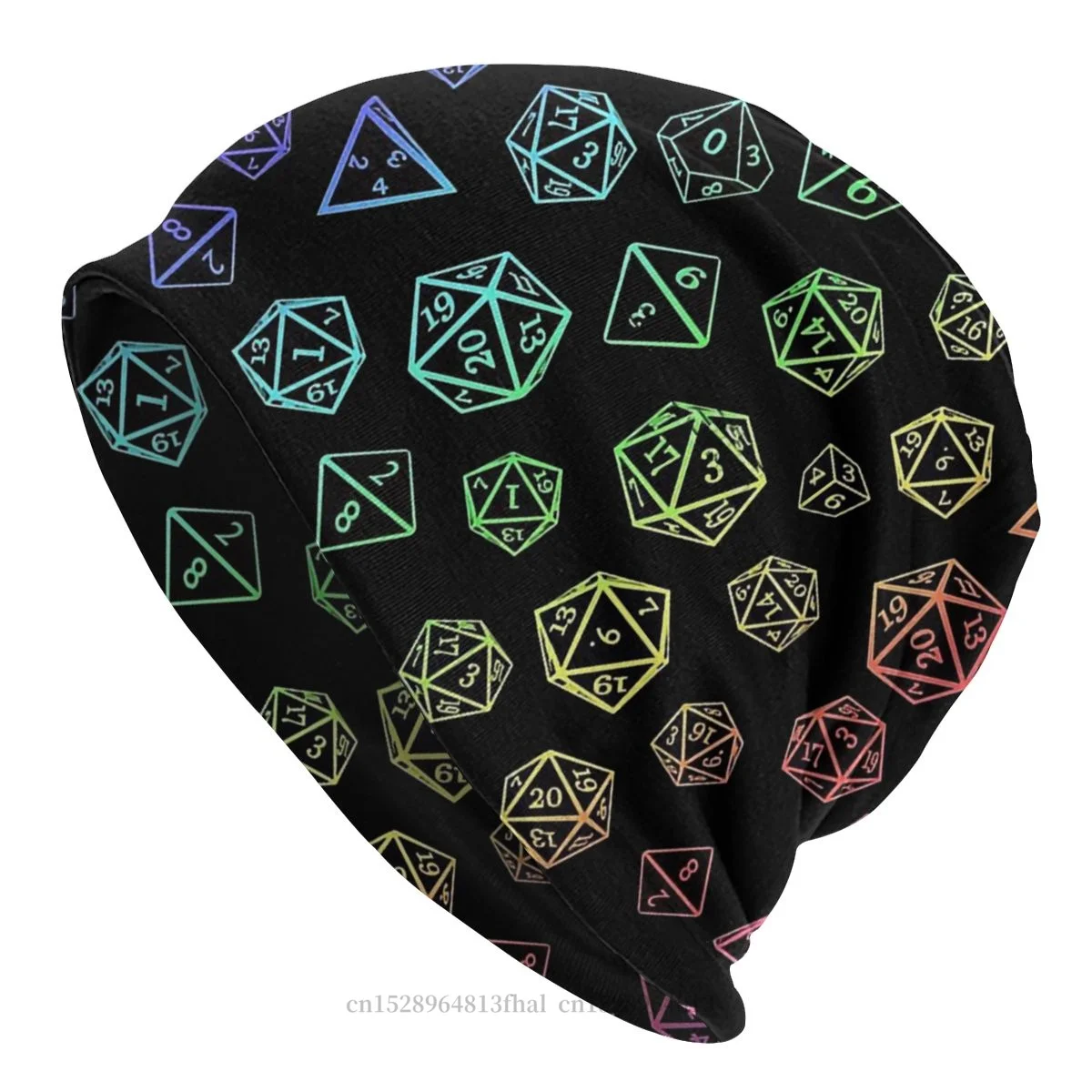 

Bonnet Hats Geek Men Women's Rainbow D20 Roleplaying Game Dice Pattern Winter Warm Cap Hip Hop Skullies Beanies Caps