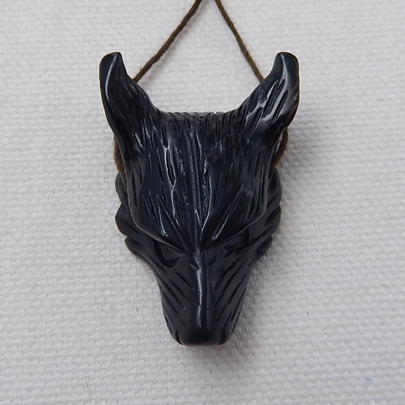 Распродажа 1 шт. кулон с натуральным камнем обсидиана ручной работы Волчья Голова