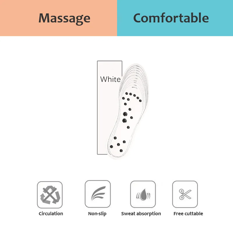 Magnetic Therapy Massage Insoles 18 Magnets Health Acupressure Slimming Shoe Pads for Unisex Relieve Foot Pain Weight Loss