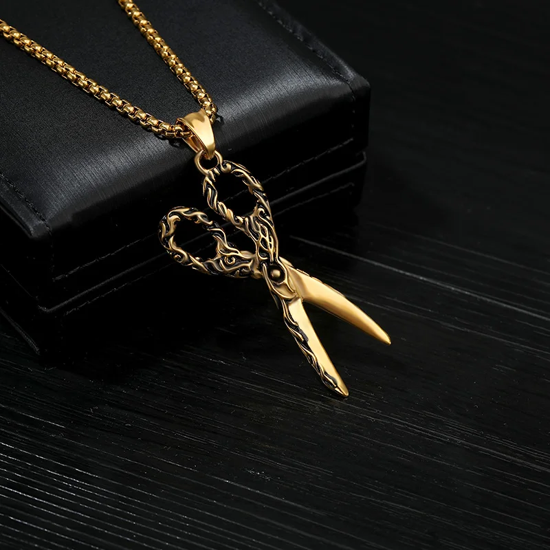 Scissor Neckalce для мужчин золотая цепочка-чокер BFF панк подарок косметолога Готический парикмахер ювелирные изделия Парикмахерская подвеска ожерелья