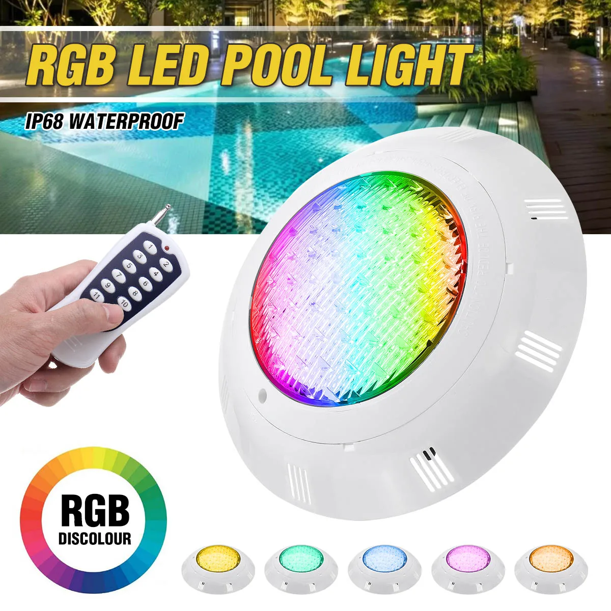 Светодиодный водонепроницаемый RGB фонарик для бассейна уличный подводный