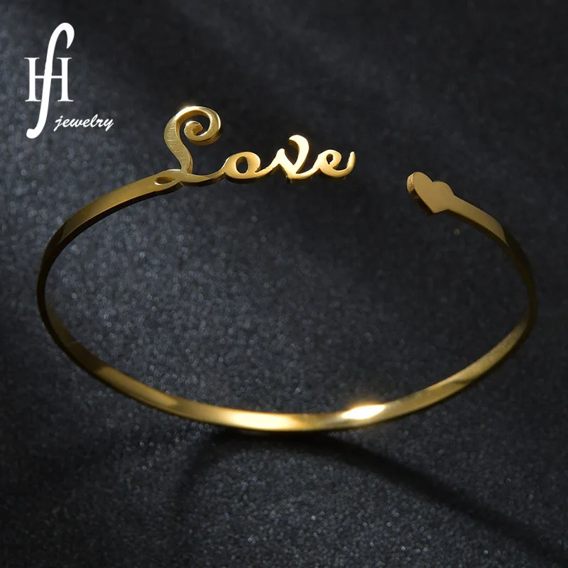 

New Customized Nameplate Name Bracelet Personalized Custom Cuff Bangles Women Men Rose Gold Stainless Steel Jewelry