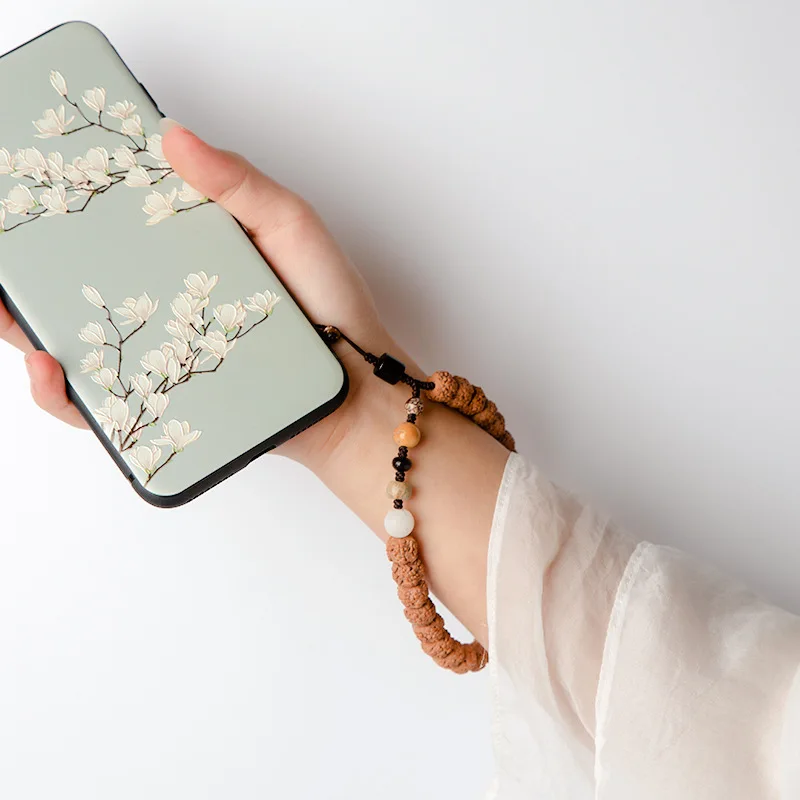 

Handmade Original Diamond Bodhi Phone Ornaments Men Phone Lanyards Buddhist Antique Anti Fall Short Lanyard phone charms kuromi