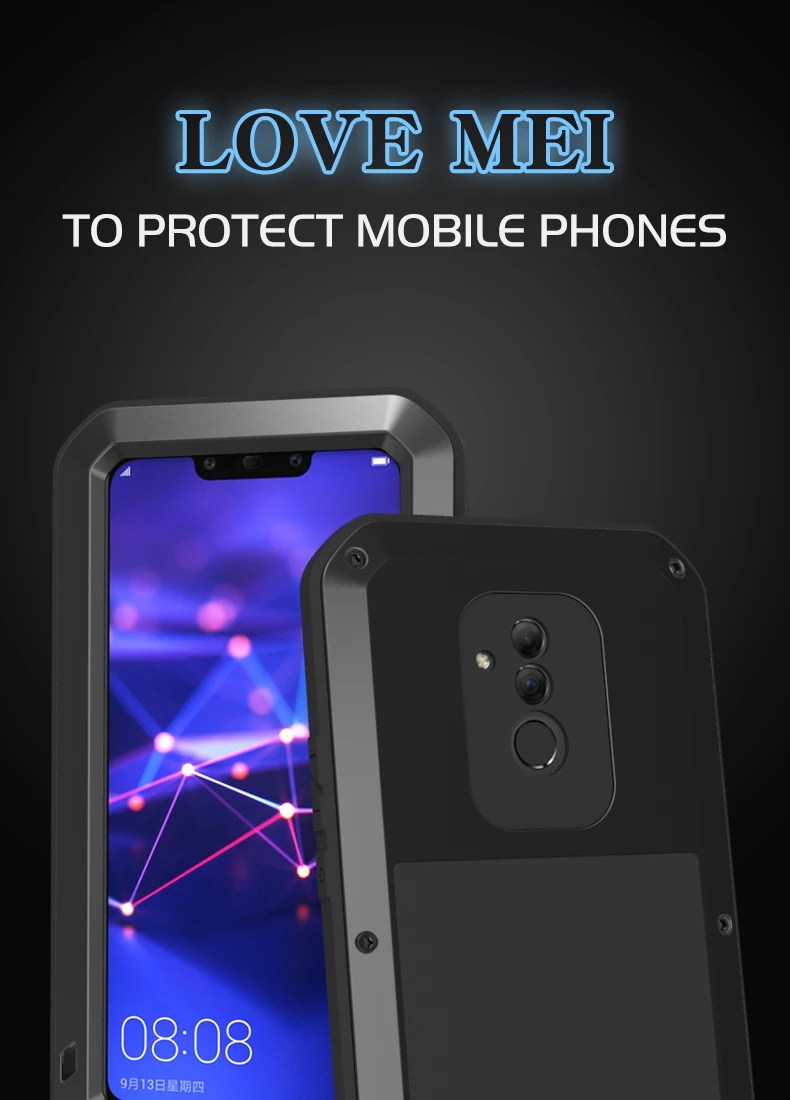 Мощный металлический водонепроницаемый чехол Love Mei для Huawei Mate 20 Lite/Huawei Pro/Huawei