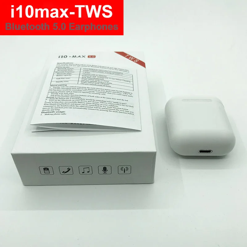 i18 i11 TWS мини беспроводные Bluetooth наушники inpods 12 i30 i10 max tws стерео наушники с зарядным устройством Mic - Цвет: i10 max white