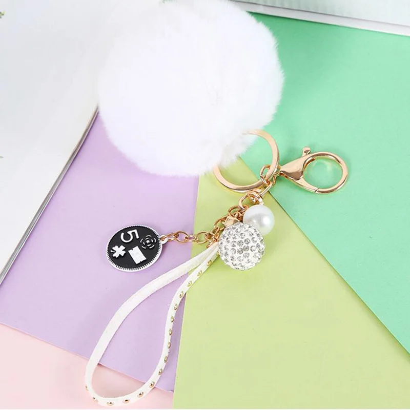Модные брелки с помпонами и кроликом женские Брелки искусственным мехом брелок
