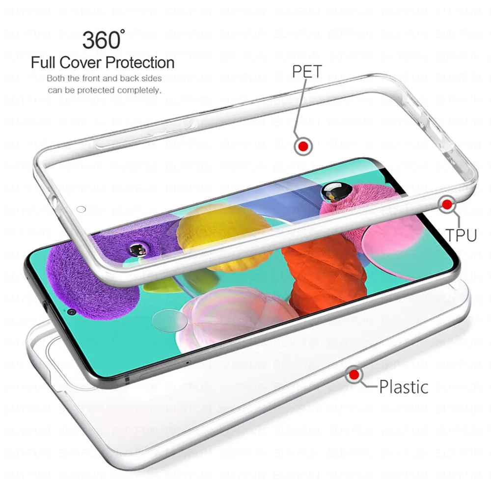 360 полный прозрачный чехол для Samsung Галактики a51 a71 a31 a21s a41 A11 a7 a30 a10 s a20s a20 e a70 мягкий